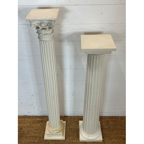 678 - A fluted wooden Corinthian column pedestal with a bust of a Greek God