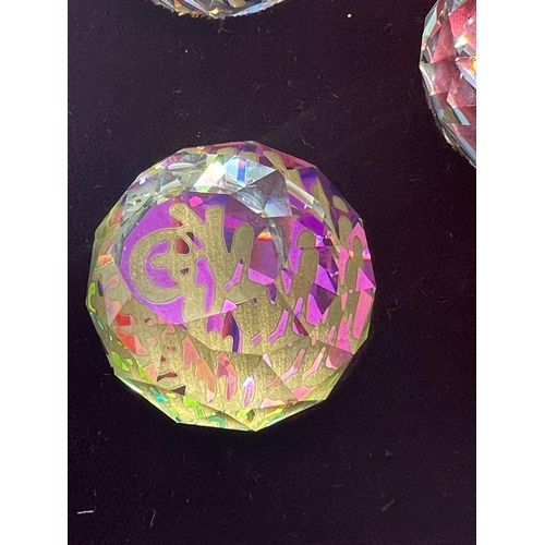 687 - Three Swarovski crystal paper weights, boxed