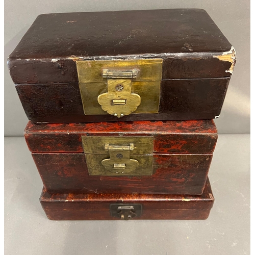 692 - Three Chinese lacquer boxes