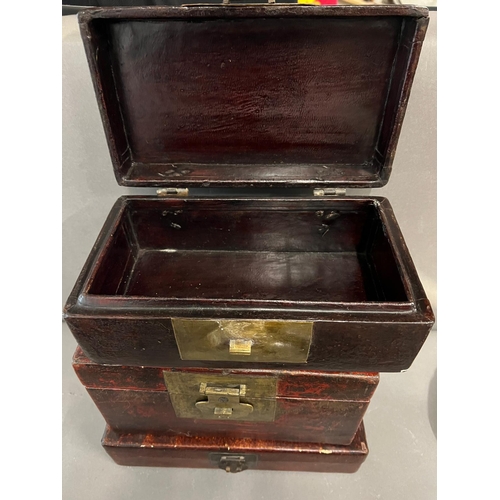 692 - Three Chinese lacquer boxes