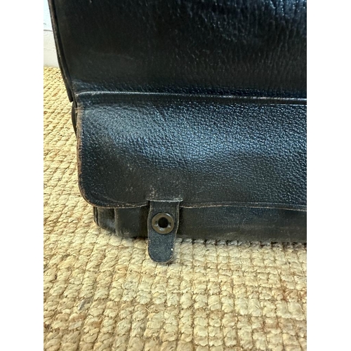 696 - A vintage black leather doctors bag