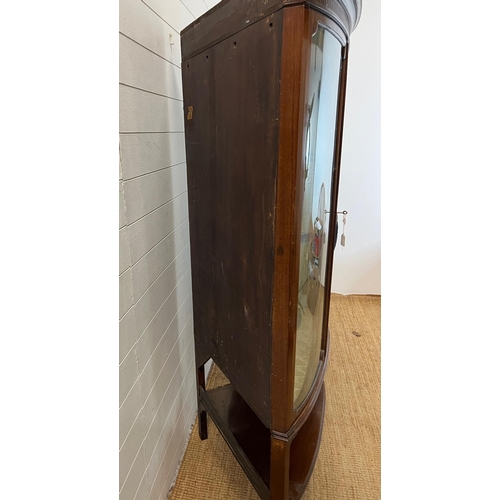 73 - An Edwardian mahogany corner unit with barrel glazed front and cabriole legs (H185cm W105cm D70cm)