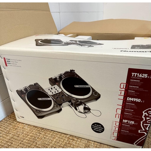 734 - A Numark Pro DJ package to include two TT1625 turntables, mixer and headphones, boxed