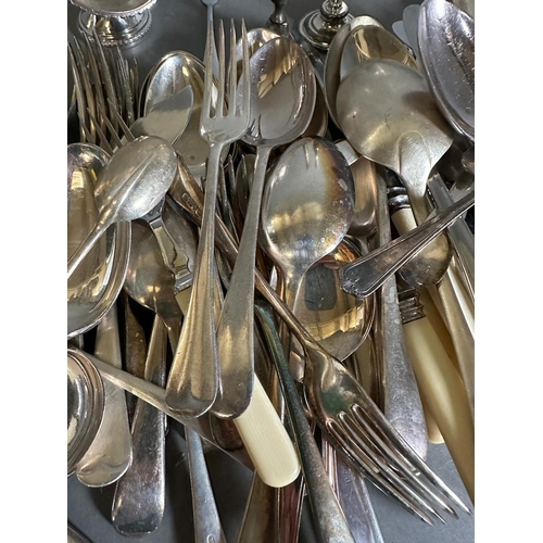 756 - A volume of silverplated items along with flatware etc.