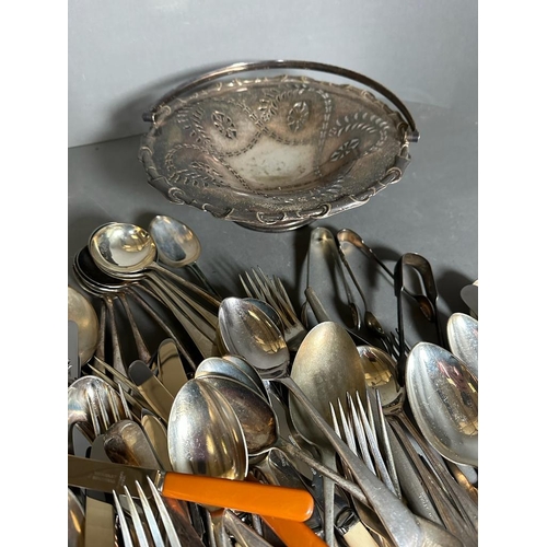 756 - A volume of silverplated items along with flatware etc.