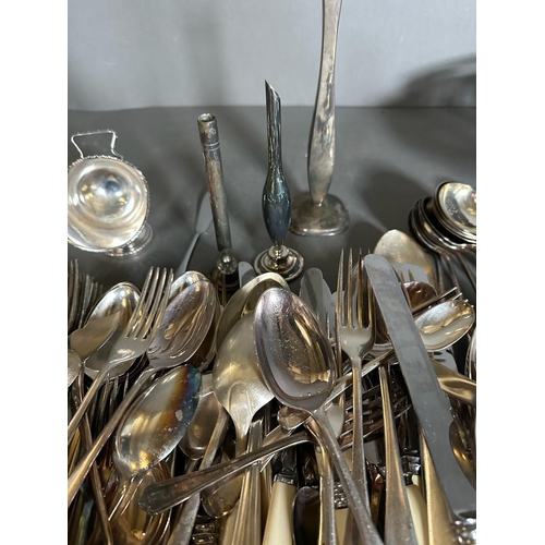 756 - A volume of silverplated items along with flatware etc.