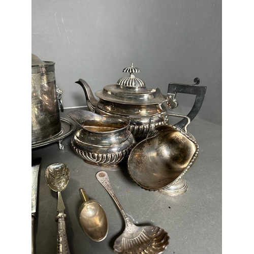 757 - A selection of silver plated items to include tea service etc.