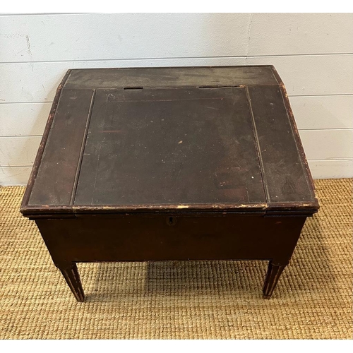 78 - A mahogany desk top with hinged lid revealing storage and pigeon holes (H48cm W63cm D58cm)