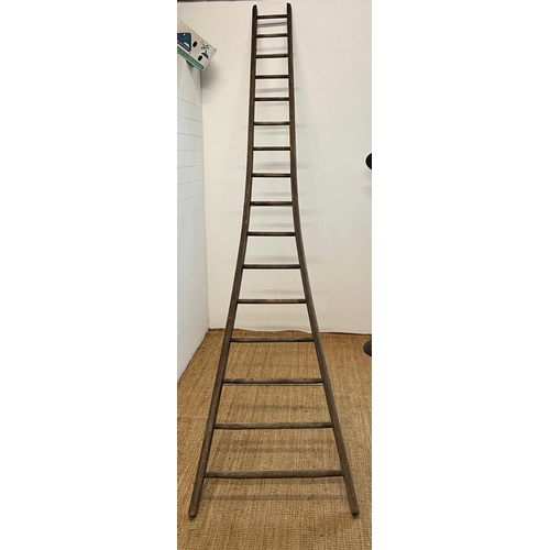 89 - A tall reclaimed fruit picking ladder (H372cm)