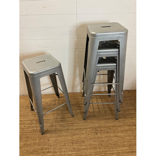 91 - Four silver bistro bar stools