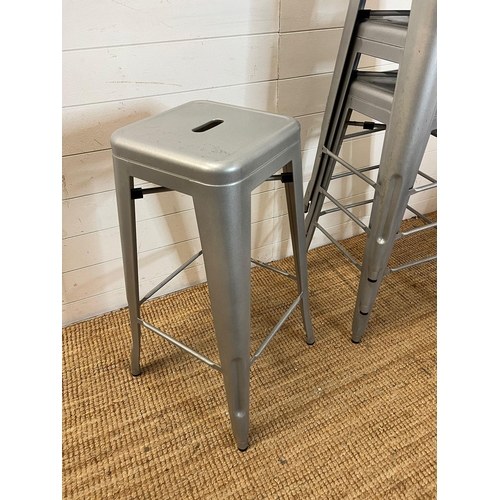 91 - Four silver bistro bar stools