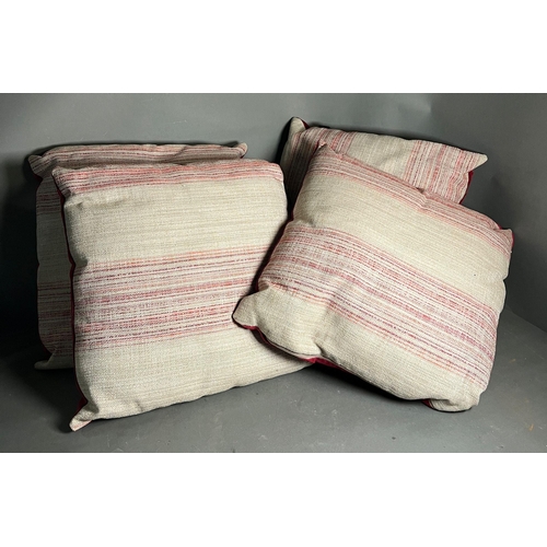 94 - Four square throw cushions with red strips