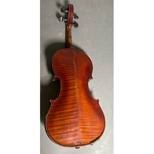 750 - A vintage violin in an inlaid case AF