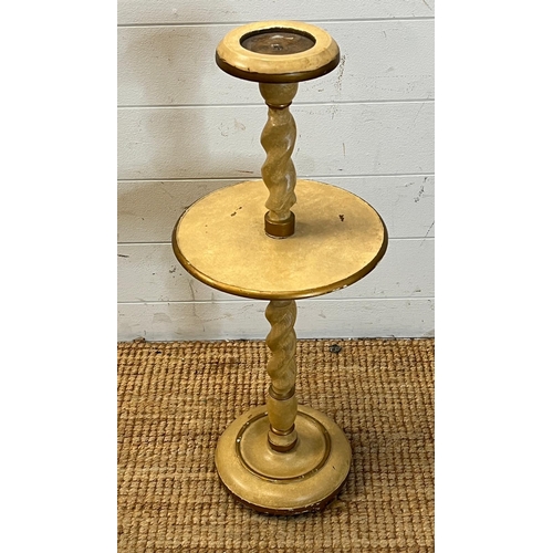 128 - A turned wood ashtray and side table stand H 70 cm