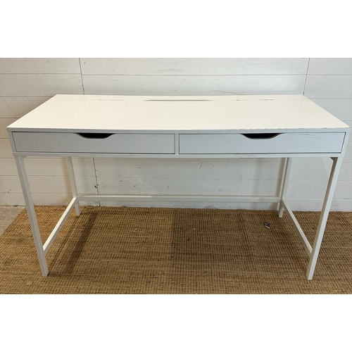 142 - A contemporary white two drawer office desk