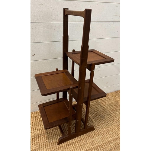 157 - A Mid Century folding four tier plant stand (H80cm)