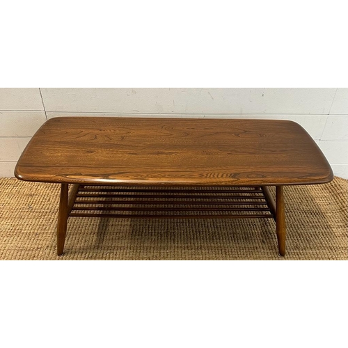 166 - A Mid Century Ercol coffee table with shelf under (H36cm W104cm D46cm)