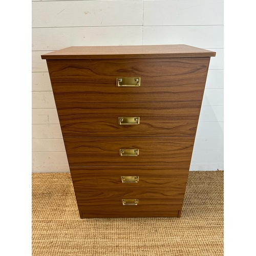 179 - A five drawer chest of drawers with drop handles (H100cm W66cm D44cm)