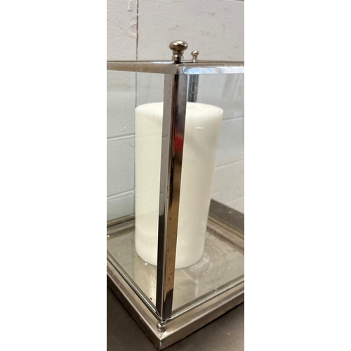 227 - A square chrome glass panelled table lantern