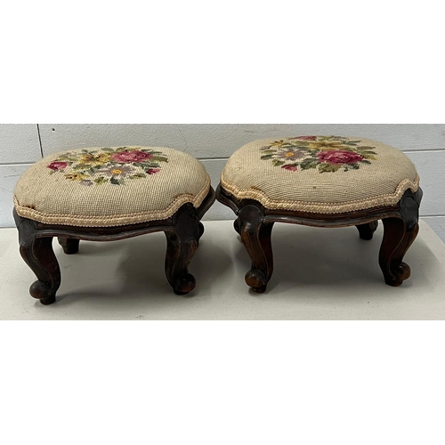 23 - A pair of Victorian foot stools with needle work top