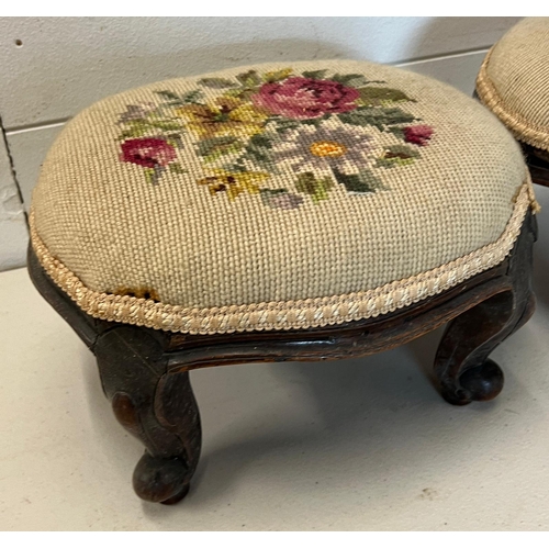 23 - A pair of Victorian foot stools with needle work top