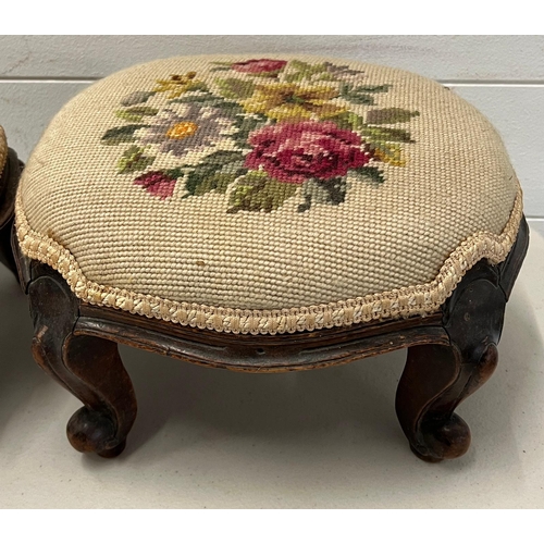 23 - A pair of Victorian foot stools with needle work top