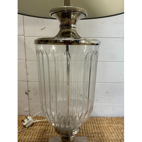 235 - A glass urn table lamp on chrome base (H58cm)