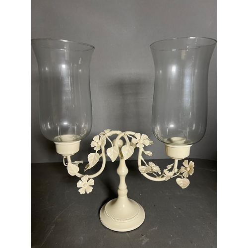 238 - A pair of hurricane table candelabras by Laura Ashley