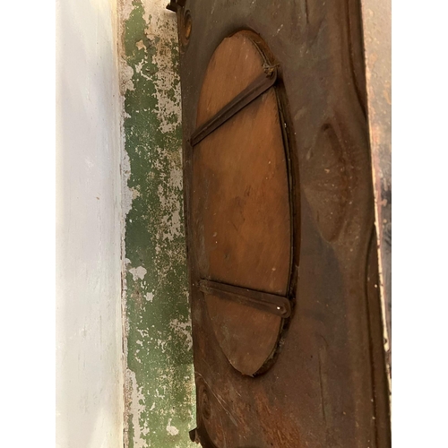 259 - A reclaimed cast metal oval mantel mirror (H79cm W120cm)