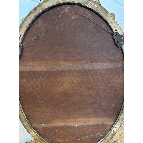 267 - A gilt framed oval girandole oval wall mirror AF 86cm x 51cm