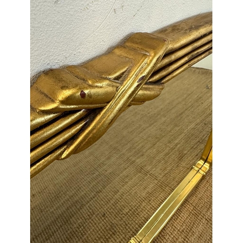 270 - A wooden gold painted over mantel mirror 92cm x 138cm