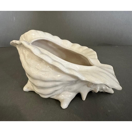 275 - Two white ceramic Conch planters