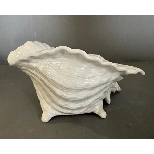 275 - Two white ceramic Conch planters