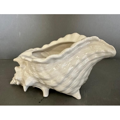 275 - Two white ceramic Conch planters