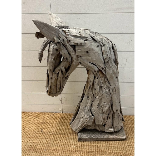 292A - A driftwood garden sculpture of a horse head (H86cm)