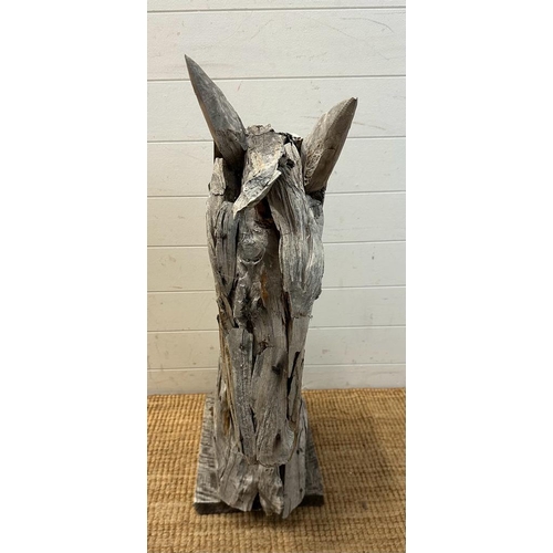 292A - A driftwood garden sculpture of a horse head (H86cm)