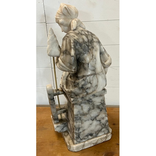 292B - A marble sculpture of a women sitting with an umbrella AF