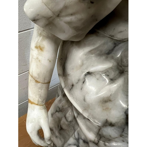 292B - A marble sculpture of a women sitting with an umbrella AF