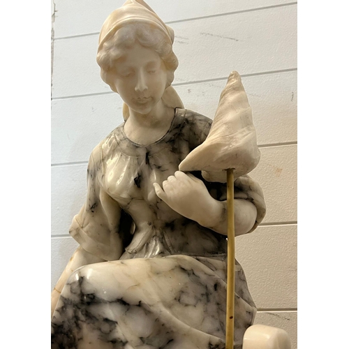 292B - A marble sculpture of a women sitting with an umbrella AF