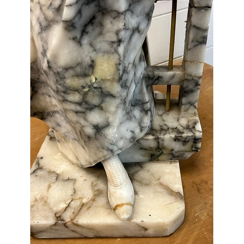 292B - A marble sculpture of a women sitting with an umbrella AF