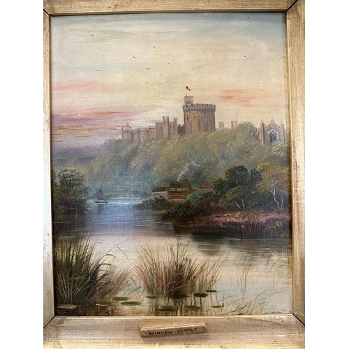 294 - An oil on board of Windsor Castle as seen from the Broca's 42cm x 49cm