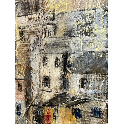 304 - A modern canvas of a street scene 76cm x 80cm