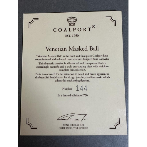 352 - Coalport porcelain figure 'Venetian Masked Ball' in original box and with certificate 144/750