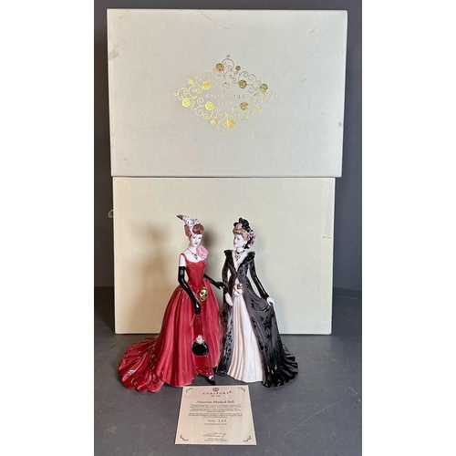 352 - Coalport porcelain figure 'Venetian Masked Ball' in original box and with certificate 144/750