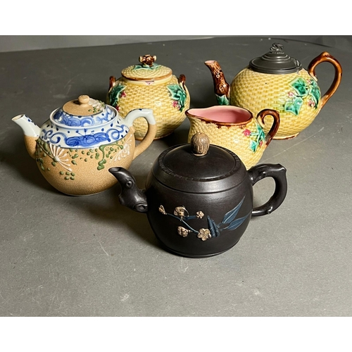 361 - Three collectable teapots, one with matching jug and sugar bowl