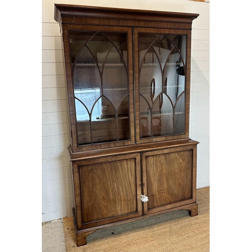 37 - A Georgian style display cabinet, two glazed doors of astragal design and two door cupboard under (H... 