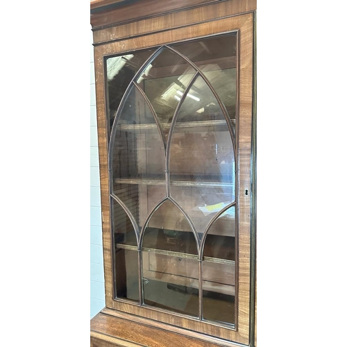 37 - A Georgian style display cabinet, two glazed doors of astragal design and two door cupboard under (H... 