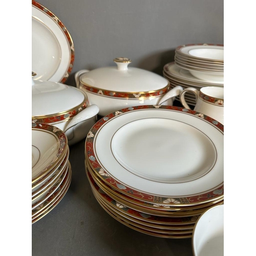 371 - A part Royal Crown Derby cloisonne dinner service to include cups, saucers, plates and bowls