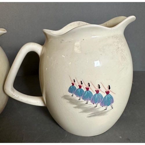 394 - A trio of graduated jugs in the Ballet pattern by Beswick