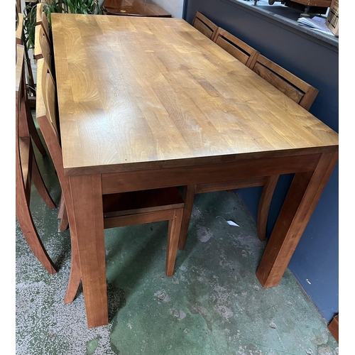 40 - A hardwood dining table with eight chairs (H80cm W183cm D90cm)